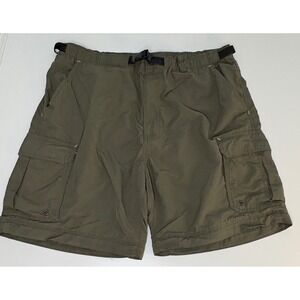 REI large Cargo Shorts Mens Olive Green Nylon Hiking Utility Belted 41809